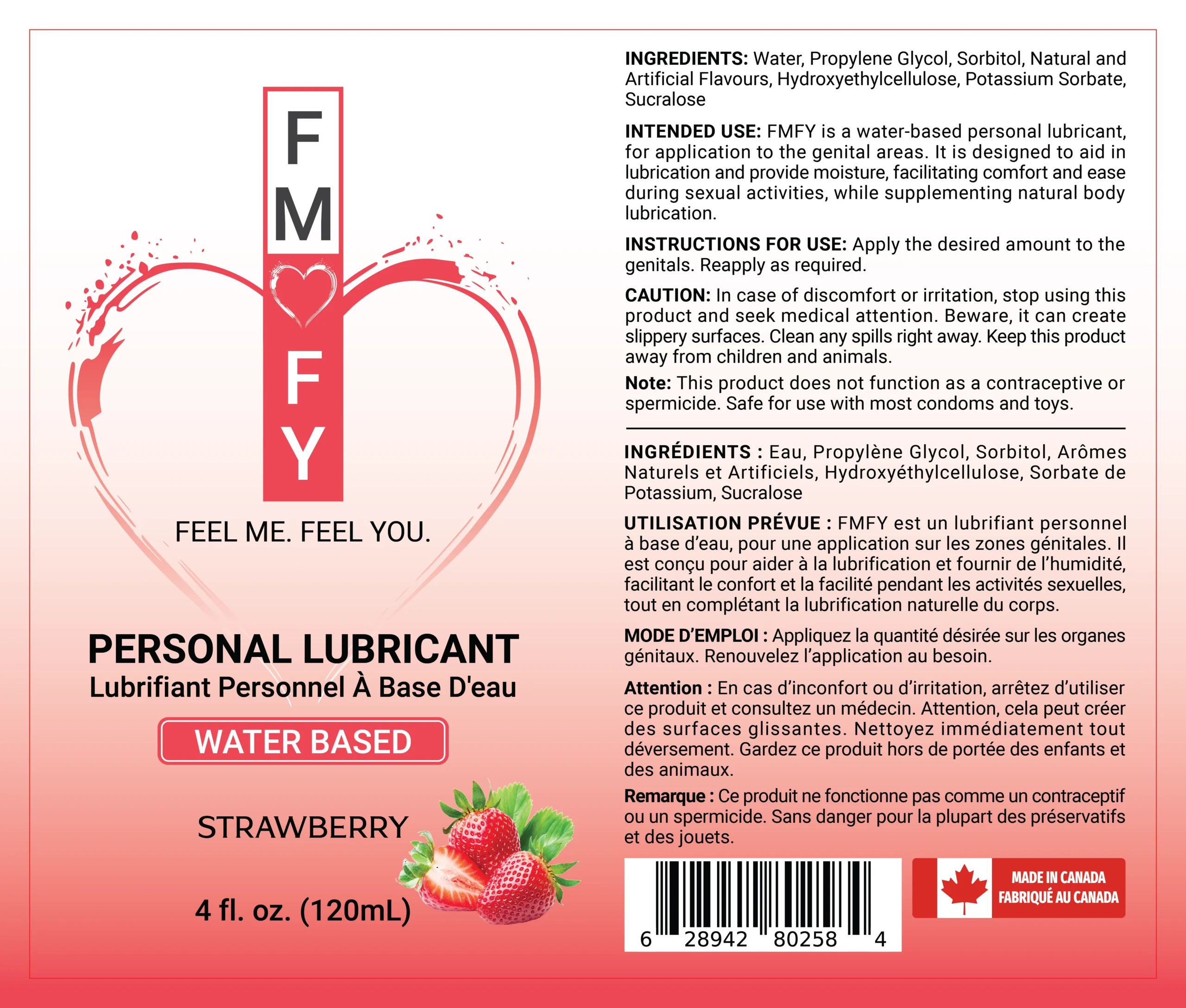 4oz (120ml) Strawberry Water-Based Lubricant - Image 2